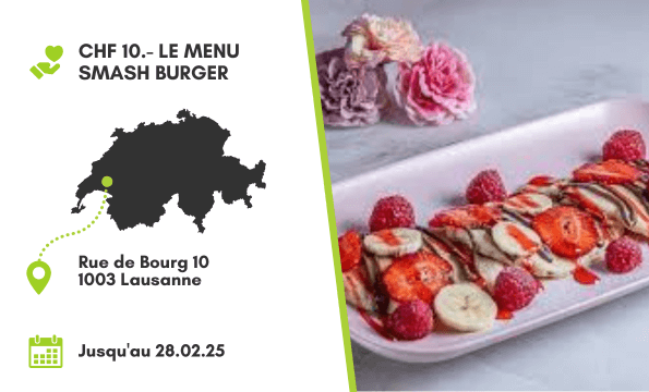 RESTAURANT MY SWEETY |  CHF 10.-  le menu Smash burger